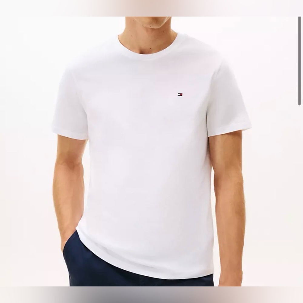 Tommy Hilfiger White Basic T Shirt W Logo Men’s Sz XL Cotton NWOT Extra Slim Fit